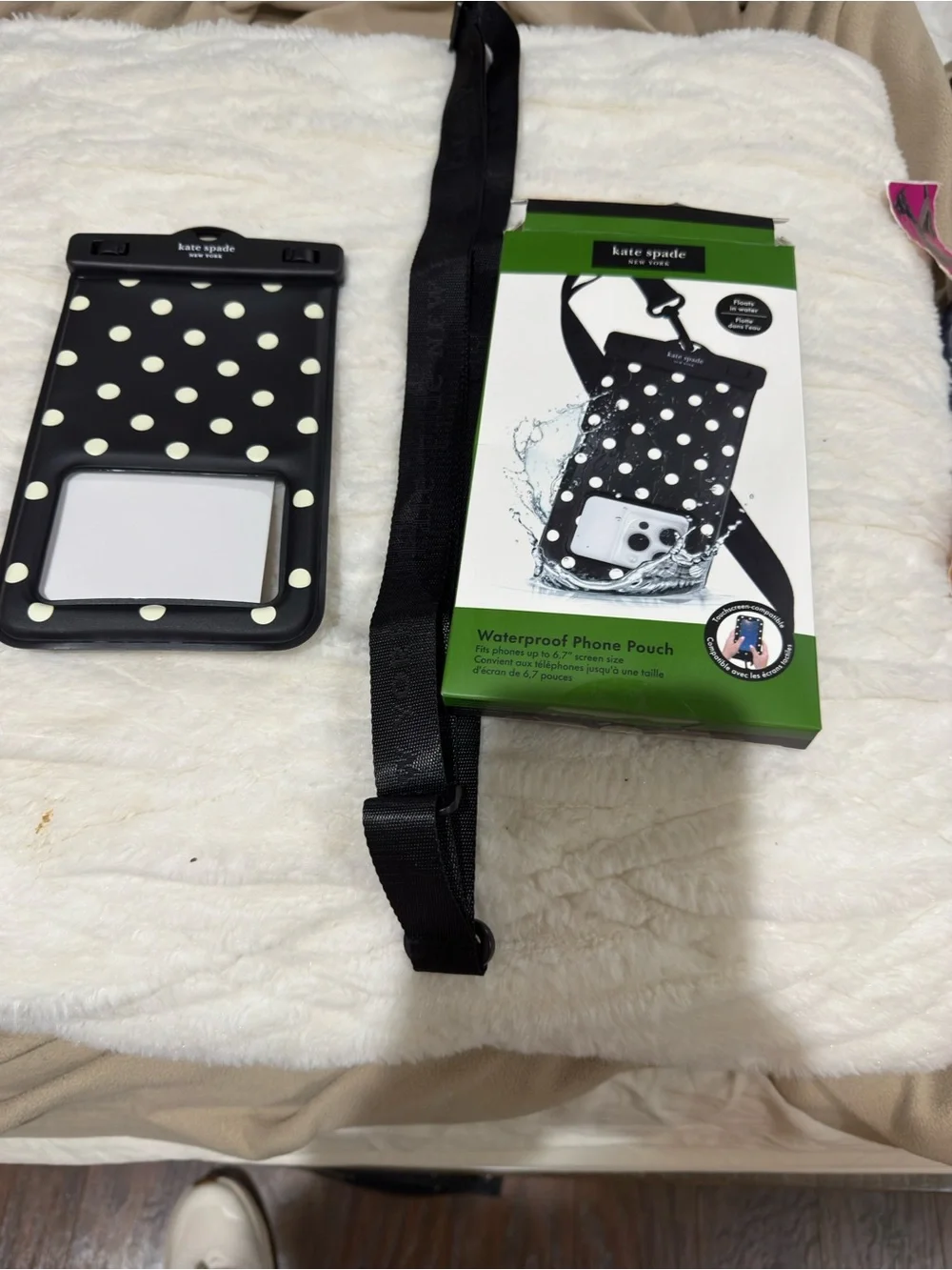 kate spade Black & White Polka Dot Waterproof Phone Pouch